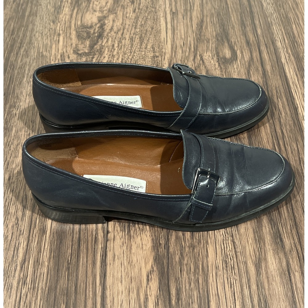 Etienne Aigner Carber Shoes Womens 6.5M Casual Slip On Loafer Navy Leather